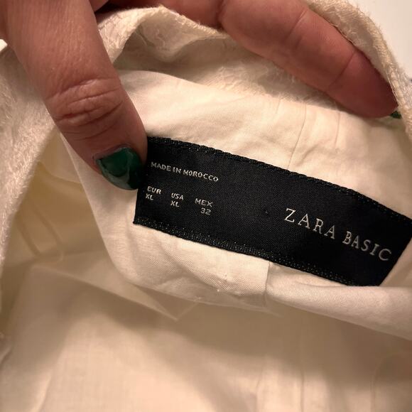 Zara White Floral Lace Formal Blazer Jacket Size XL - Picture 5 of 8